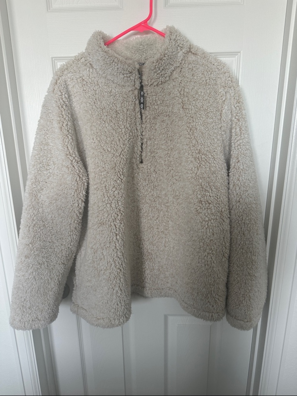 Time & Tru Cozy Cream Sherpa Half-Zip Pullover